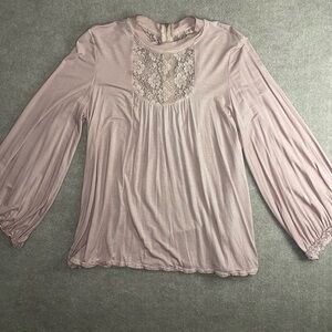Elegant Lace Detail Pink Blouse, POL, Small